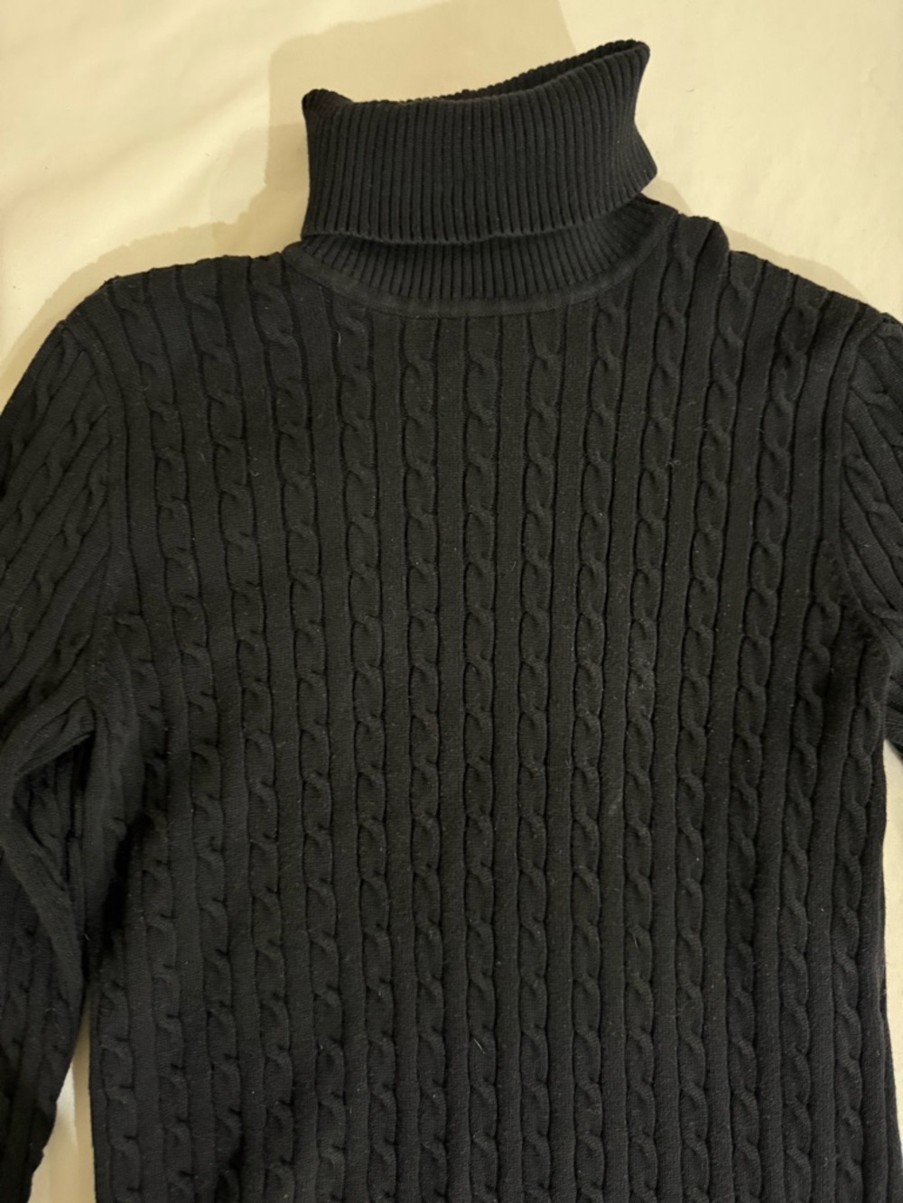 JEANNE PIERRE Black Cable-Knit Turtleneck